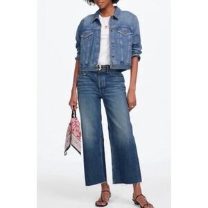 Madewell Low-Slung Baggy Crop Jeans 30 Blue Wide Leg DM8487 Medium Wash